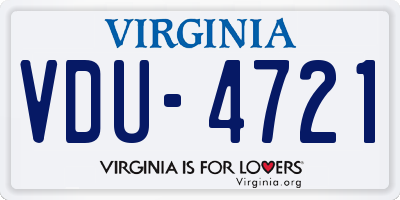 VA license plate VDU4721