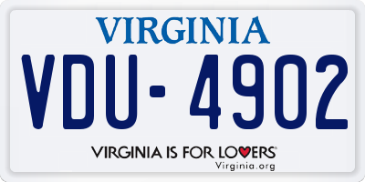 VA license plate VDU4902