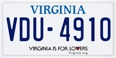 VA license plate VDU4910