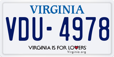 VA license plate VDU4978