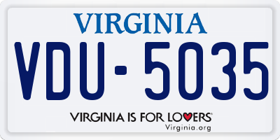 VA license plate VDU5035