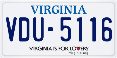 VA license plate VDU5116