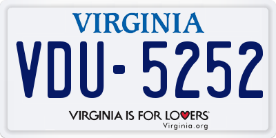 VA license plate VDU5252
