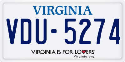 VA license plate VDU5274