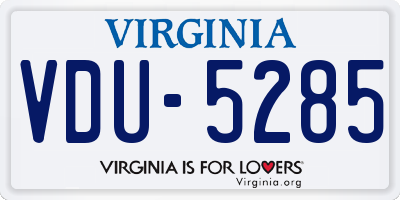 VA license plate VDU5285