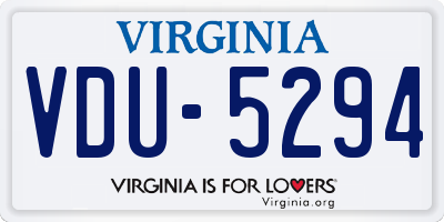 VA license plate VDU5294