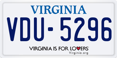 VA license plate VDU5296