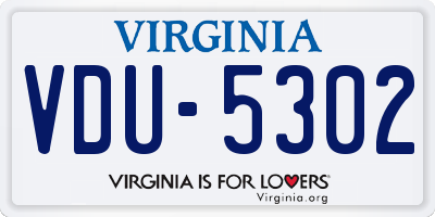 VA license plate VDU5302