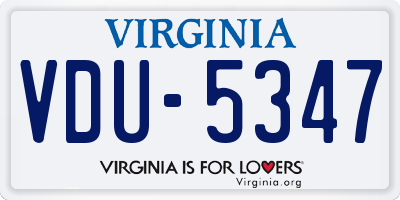 VA license plate VDU5347
