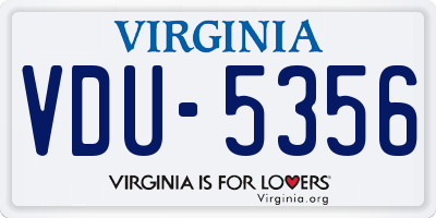 VA license plate VDU5356