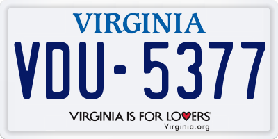 VA license plate VDU5377