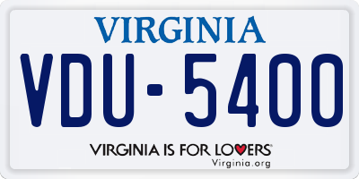VA license plate VDU5400