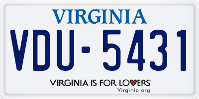VA license plate VDU5431