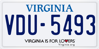 VA license plate VDU5493