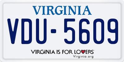 VA license plate VDU5609