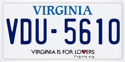 VA license plate VDU5610