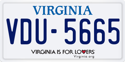 VA license plate VDU5665
