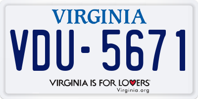 VA license plate VDU5671