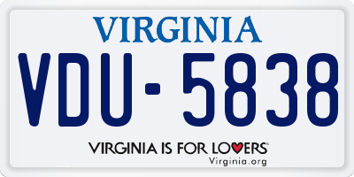 VA license plate VDU5838