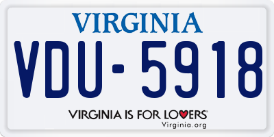 VA license plate VDU5918