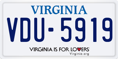 VA license plate VDU5919