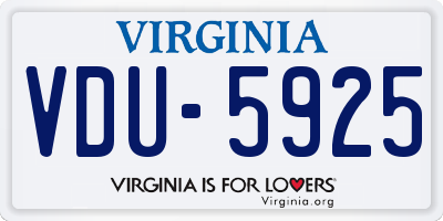 VA license plate VDU5925