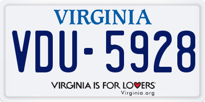 VA license plate VDU5928