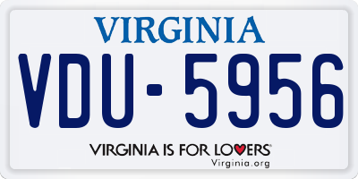 VA license plate VDU5956