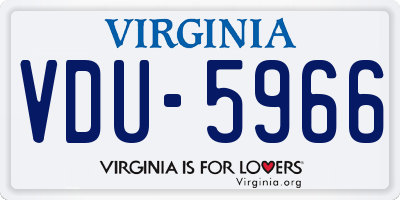 VA license plate VDU5966