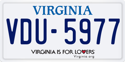 VA license plate VDU5977