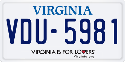 VA license plate VDU5981