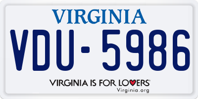 VA license plate VDU5986