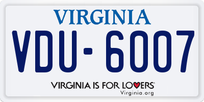 VA license plate VDU6007