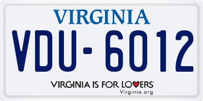 VA license plate VDU6012