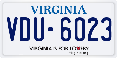 VA license plate VDU6023