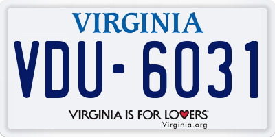 VA license plate VDU6031