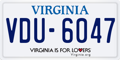 VA license plate VDU6047