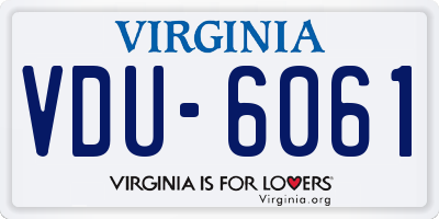 VA license plate VDU6061