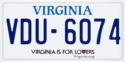 VA license plate VDU6074