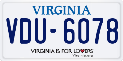 VA license plate VDU6078