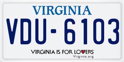 VA license plate VDU6103