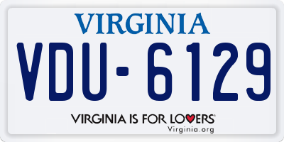 VA license plate VDU6129