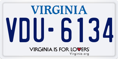 VA license plate VDU6134