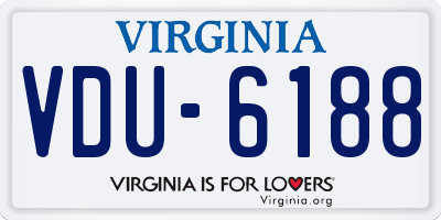 VA license plate VDU6188