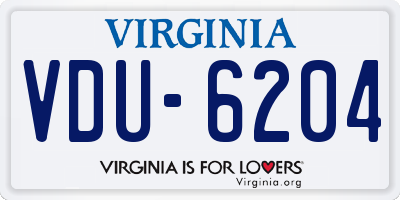 VA license plate VDU6204