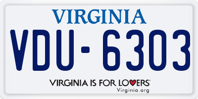 VA license plate VDU6303