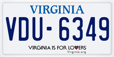 VA license plate VDU6349