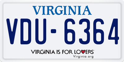 VA license plate VDU6364