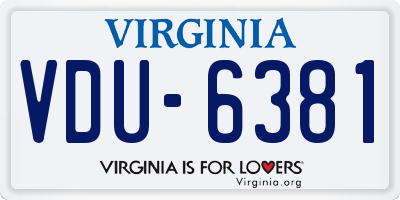 VA license plate VDU6381