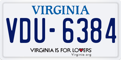VA license plate VDU6384